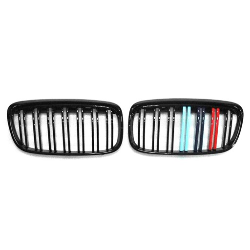 Double Slats+Shiny Black+3color Front Grille for BMW F45 F46 (M-Style), ABS