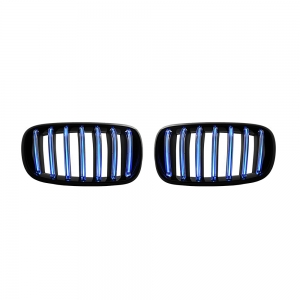For BMW X5 (F15) X6 (F16) 單柵+亮黑+LED藍光 水箱罩