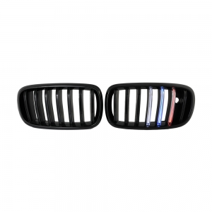 For BMW X5 (F15) X6 (F16) 單柵+亮黑+LED三彩 水箱罩