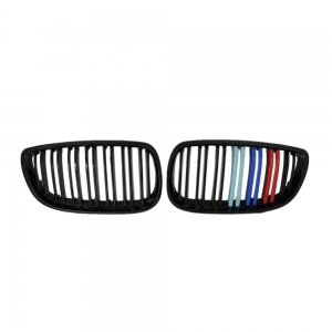 Double Slats+Shiny Black+3 color Front Grille for BMW E92 E93 (2006~09), ABS